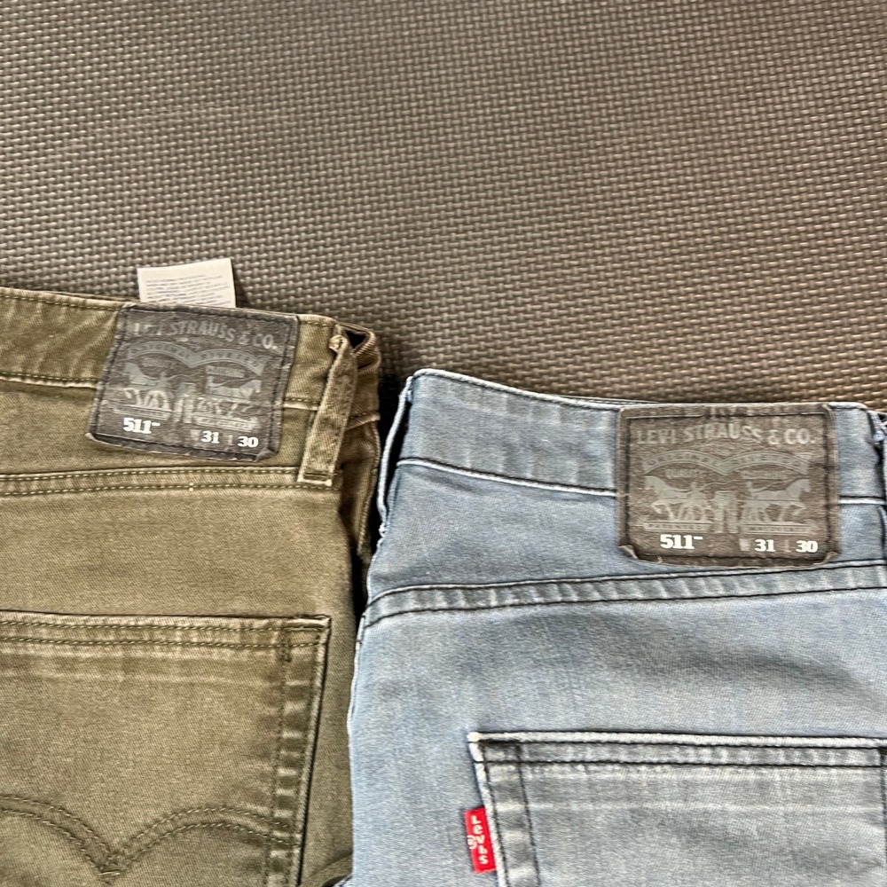Levi's 511 Slim Commuter Jeans Men 31x30 Green & Blue Stretch Reflective Bike - Picture 11 of 12